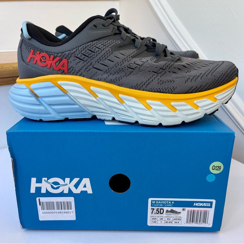 Load image into Gallery viewer, Hoka Gaviota 4 Running Shoes in Castlerock / Anthracite Grey / Blue - Men's
