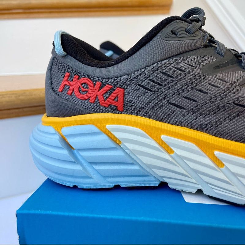 Load image into Gallery viewer, Hoka Gaviota 4 Running Shoes in Castlerock / Anthracite Grey / Blue - Men's

