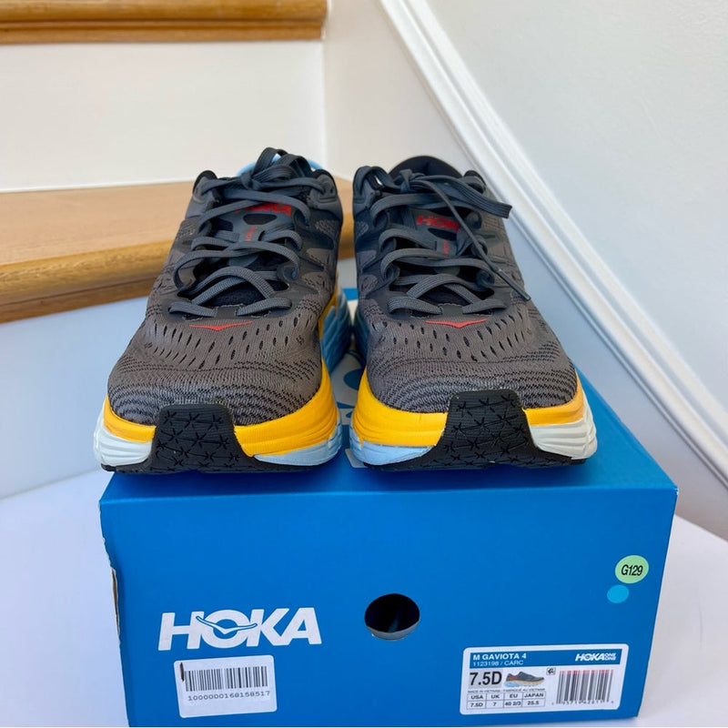 Load image into Gallery viewer, Hoka Gaviota 4 Running Shoes in Castlerock / Anthracite Grey / Blue - Men's
