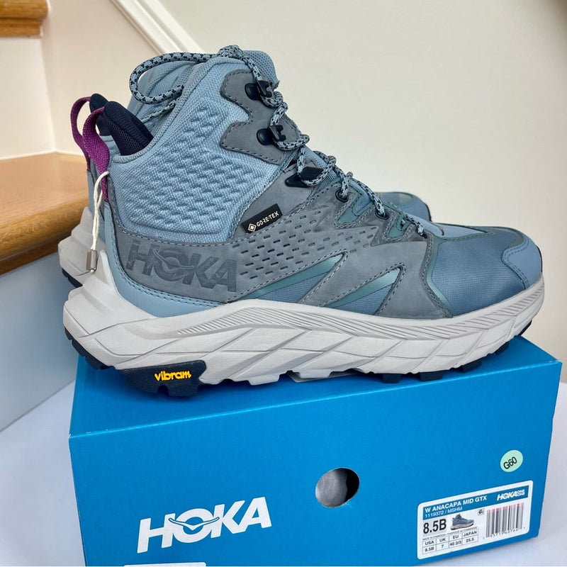 Load image into Gallery viewer, Hoka Anacapa Mid GTX Women’s Hiking Shoes in Harbor Mist Blue Gore Tex Boots

