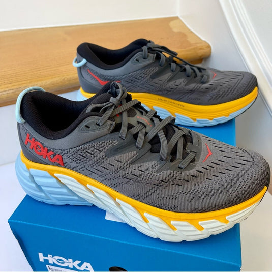 Hoka Gaviota 4 Running Shoes in Castlerock / Anthracite Grey / Blue - Men's