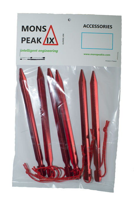 Load image into Gallery viewer, mons peak ix y tent stakes 7075 aluminum set of 6 in package
